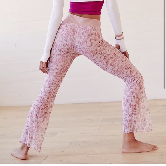 Free People Pink Patterned High-Waist Flare Pants - Picture 4 of 10